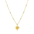 14k Yellow Gold Necklace with Eight Pointed Star and Beads by Avera Group