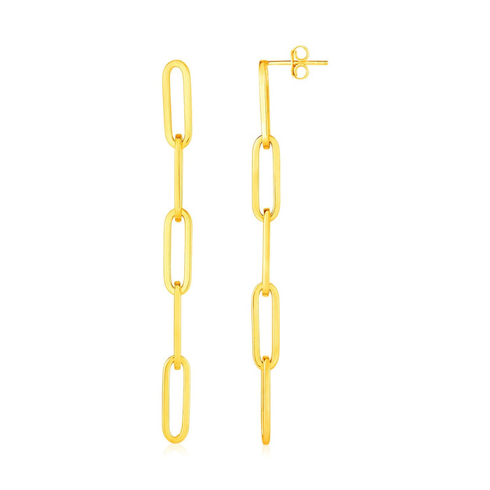 14K Yellow Gold Five Link Paperclip Chain Earrings by Avera Group