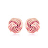 14k Rose Gold Love Knot with Ridge Texture Earrings