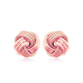 14k Rose Gold Love Knot with Ridge Texture Earrings by Avera Group