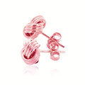 14k Rose Gold Love Knot with Ridge Texture Earrings by Avera Group