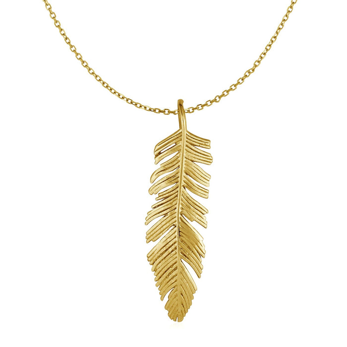 Feather Pendant in 10k Yellow Gold by Avera Group