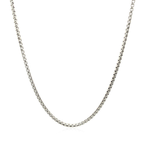 Sterling Silver Rhodium Plated Round Box Chain (1.50 mm) by Avera Group