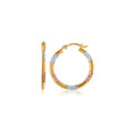 10k Tri-Color Gold Classic Hoop Earrings with Diamond Cut Details by Avera Group