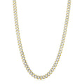 14k Yellow Gold White Pave High Polish Modern Lite Miami Cuban Chain (8.00 mm) by Avera Group