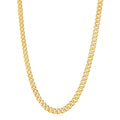 14k Yellow Gold White Pave High Polish Modern Lite Miami Cuban Chain (8.00 mm) by Avera Group