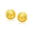 14k Yellow Gold Diamond Cut Flat Design Stud Earrings by Avera Group