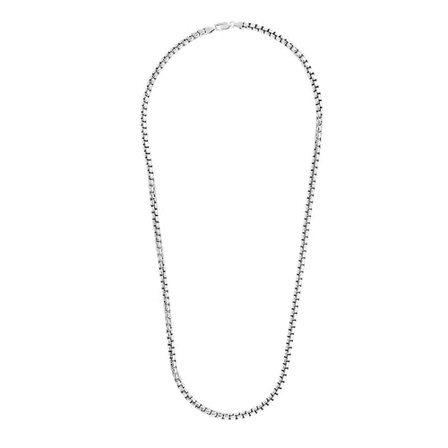 Sterling Silver Rhodium Plated Round Box Chain (4.40 mm) by Avera Group