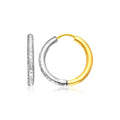 14k Two-Tone Gold Hoop Earrings with Textured Style by Avera Group
