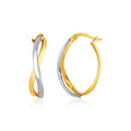 14k Two-Tone Gold Twisted Style Polished Hoop Earrings by Avera Group