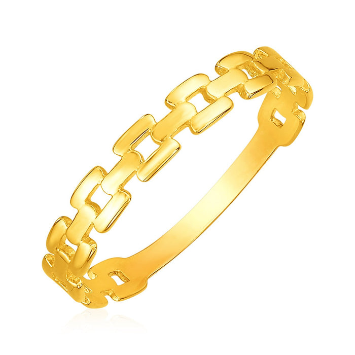 14k Yellow Gold Chain Link Ring by Avera Group
