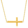 14k Yellow Gold Necklace with a Polished Cross Design by Avera Group