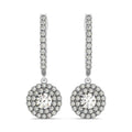 14k White Gold Double Halo Round Diamond Drop Earrings (1 cttw) by Bids.com