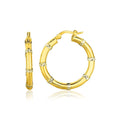 14k Two-Tone Gold Alternate Textured Hoop Earrings by Avera Group