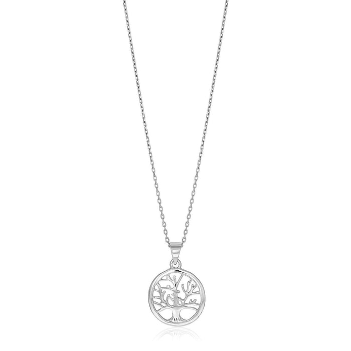 Sterling Silver inch Round Tree of Life Necklace by Avera Group