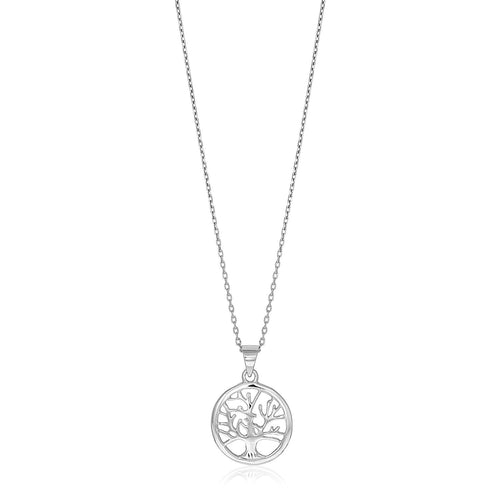 Sterling Silver inch Round Tree of Life Necklace by Avera Group