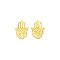 14k Yellow Gold Polished Hand of Hamsa Post Earrings by Bids.com