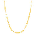14k Yellow Gold Alternating Paperclip Chain Link and Gold Bar Necklace by Avera Group