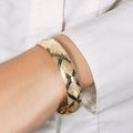 10k Yellow Gold Dual-Textured Diamond Pattern Bangle (12.00 mm) by Avera Group