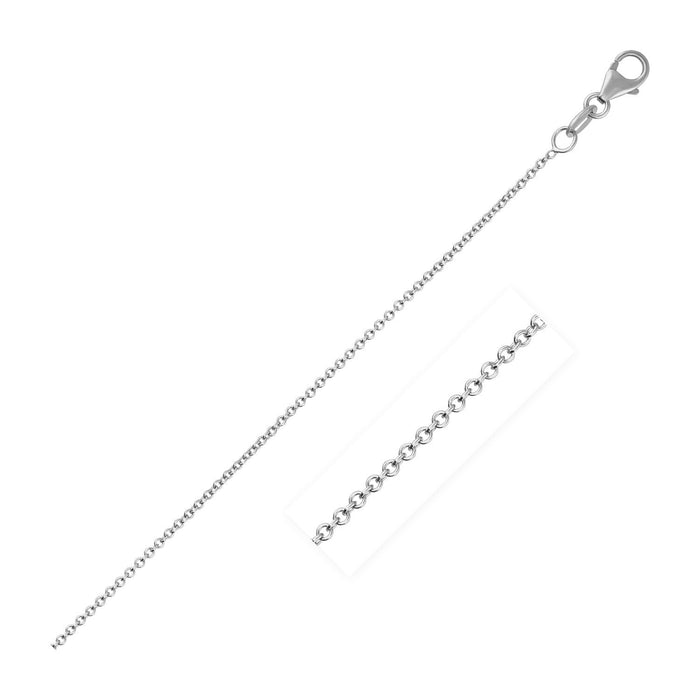 14k White Gold Round Cable Link Chain 1.1mm by Avera Group
