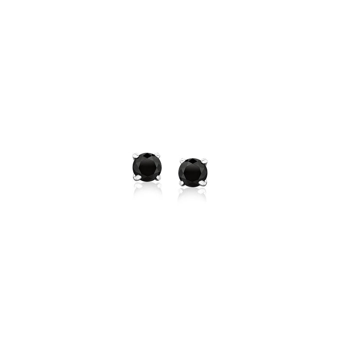 14k White Gold Black 3mm Faceted Cubic Zirconia Stud Earrings by Avera Group