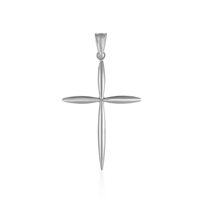14k White Gold Rounded and Pointed Cross Pendant by Avera Group