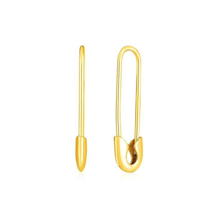 14k Yellow Gold Safety Pin Earrings by Avera Group