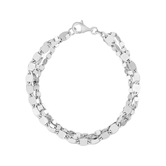 Sterling Silver Three Strand Marina Link Bracelet by Avera Group