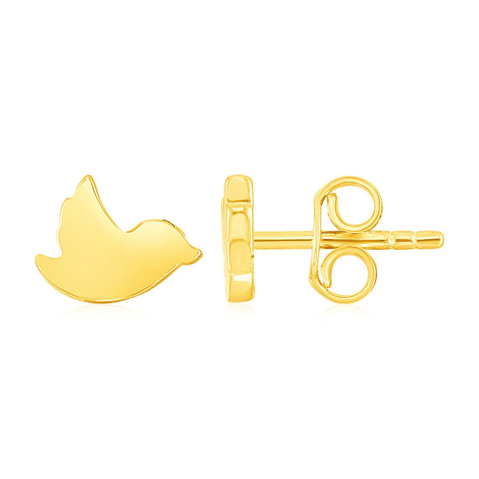 14k Yellow Gold Dove Stud Earrings by Avera Group