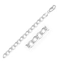 Rhodium Plated Sterling Silver Curb Style Bracelet (7.90 mm) by Avera Group
