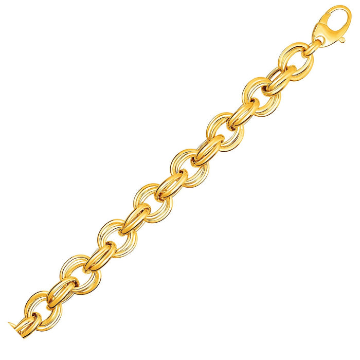 Twisted Double Link Bracelet in 14k Yellow Gold by Avera Group