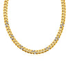 14k Yellow Gold 18 inch Polished Curb Chain Necklace with Diamonds