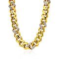 14k Yellow Gold 18 inch Polished Curb Chain Necklace with Diamonds by Avera Group