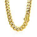14k Yellow Gold 18 inch Polished Curb Chain Necklace with Diamonds by Avera Group