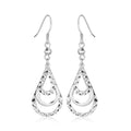 Sterling Silver Textured Graduated Open Teardrop Dangling Style Earrings by Avera Group