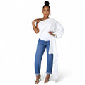 One Shoulder Top with Long Side Train by The House of Stylez