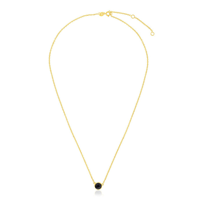 14k Yellow Gold 17 inch Necklace with Round Onyx by Avera Group