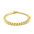 8.25mm 14k Yellow Gold Classic Miami Cuban Solid Bracelet by Avera Group