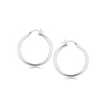 Sterling Silver Hoop Style Earrings with Polished Rhodium Plating (30mm) by Avera Group
