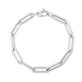 14K White Gold Extra Wide Paperclip Chain Bracelet by Avera Group