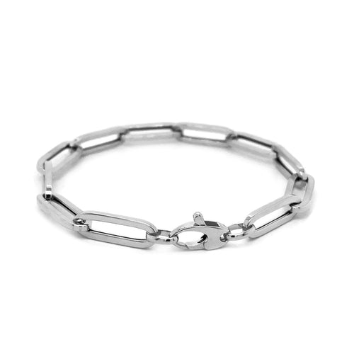 14K White Gold Extra Wide Paperclip Chain Bracelet (6.10 mm) by Avera Group
