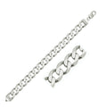 Rhodium Plated 11.6mm Sterling Silver Curb Style Bracelet by Bids.com