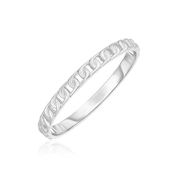 14k White Gold Ring with Bead Texture by Avera Group