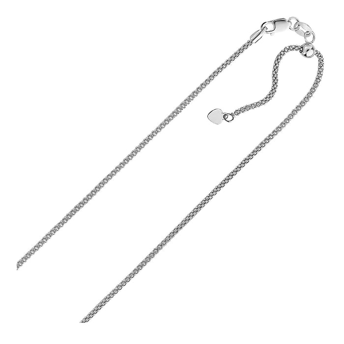 Sterling Silver 0.8mm Adjustable Popcorn Chain (0.80 mm) by Avera Group