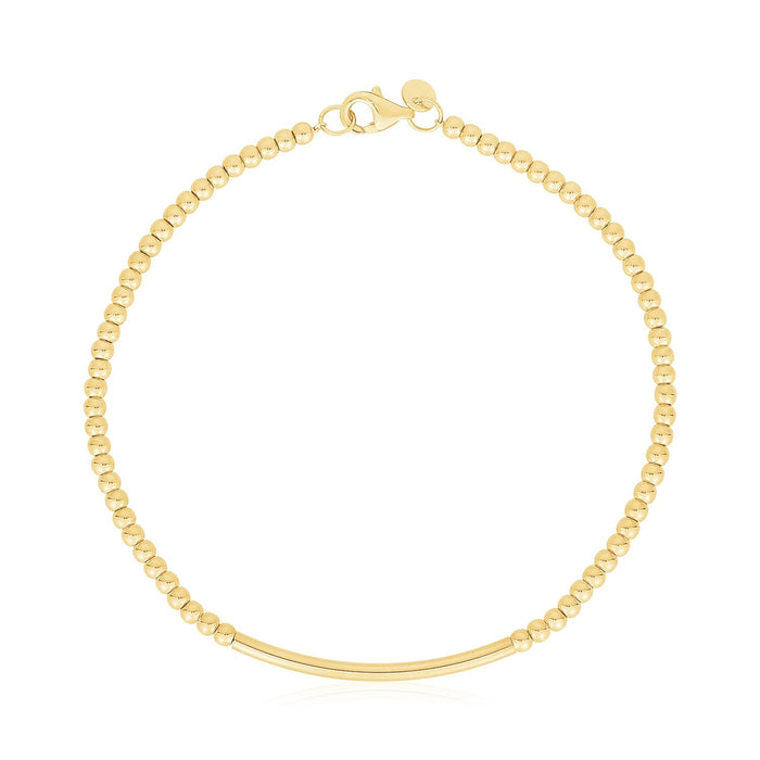 14k Yellow Gold High Polish Bead Bar Bracelet (2.50 mm) by Avera Group
