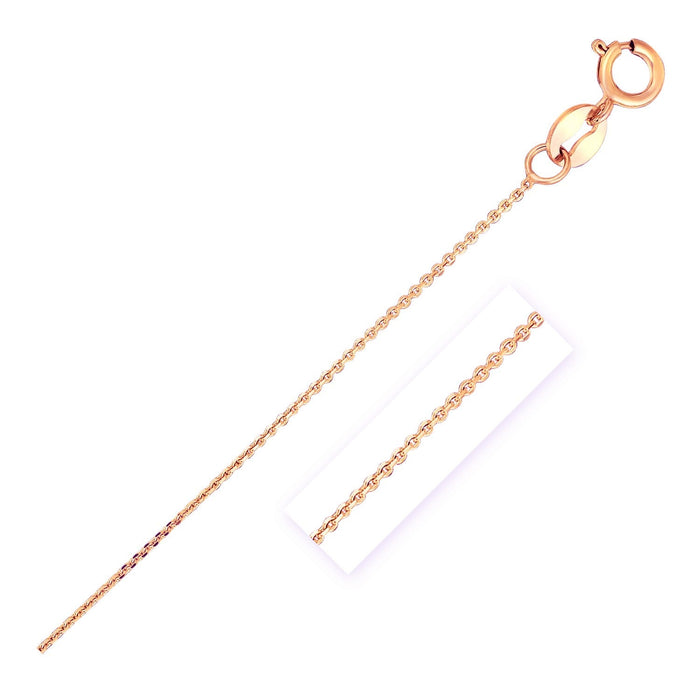 14k Rose Gold Diamond Cut Cable Link Chain 0.7mm by Avera Group