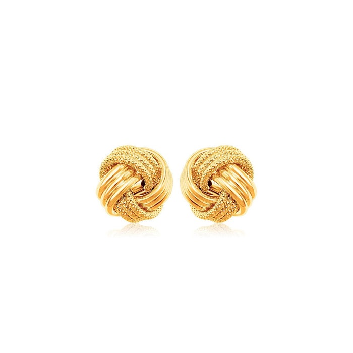 10k Yellow Gold Love Knot with Ridge Texture Earrings by Avera Group