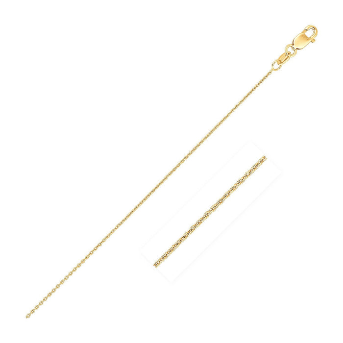 14k Yellow Gold Oval Cable Link Chain 0.6mm by Avera Group