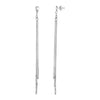 Long Chain Tassel and Textured Bar Drop Earrings in Sterling Silver