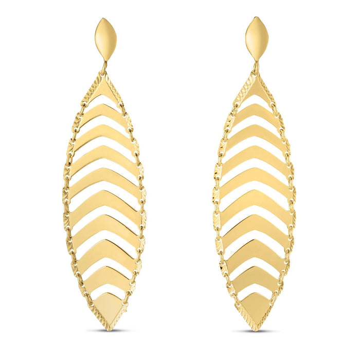 14k Yellow Gold Drop Leaf Earrings by Avera Group
